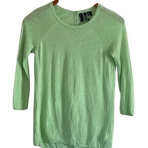 Cynthia Rowley Linen Blend Mint Pale Green 3/4 Length Sleeve Crew Neck Sweater